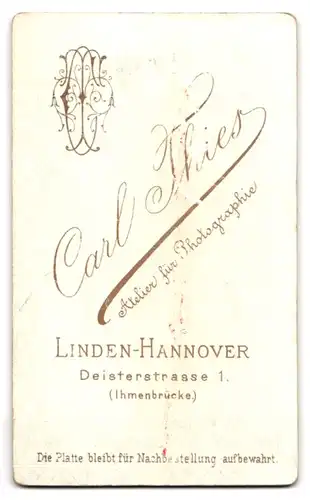 Fotografie Carl Thies, Linden-Hannover, Deisterstrasse 1, Portrait bürgerlicher Herr mit Schnauzbart
