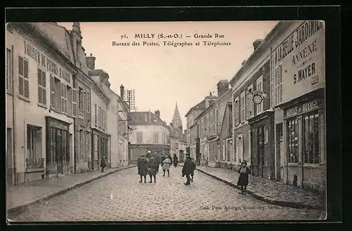 AK Milly, La Grande Rue, Bureau des Postes