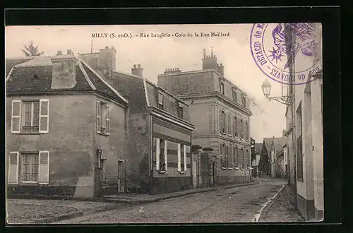 AK Milly, Rue Langlois, Coin de la Rue Maillard