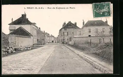 AK Milly, Rue du Faubourg de Paris