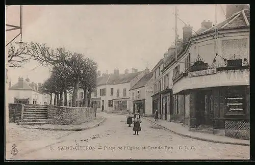 AK Saint-Chéron, Place de l`Eglise et Grande Rue