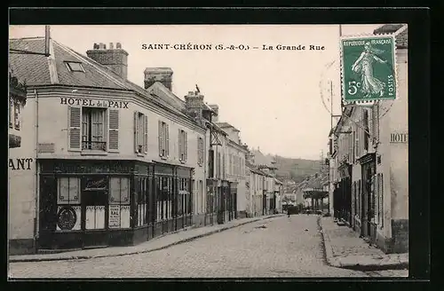 AK Saint-Chéron, La Grande Rue, Hotel de la Paix