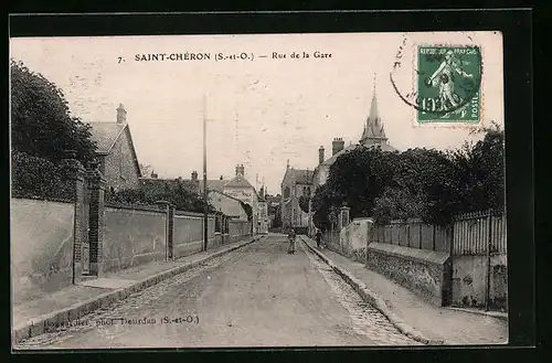 AK Saint-Chéron, Rue de la Gare, Hotel de la Paix