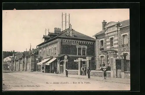 AK Juvisy, Rue de la Poste, Café et Hotel Meuble, Bains de Juvisy