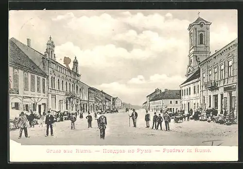 AK Ruma, Hauptstrasse mit Kirche