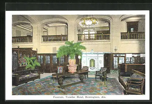 AK Birmingham, AL, Fountain, Tutwiler Hotel