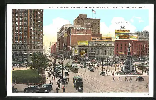 AK Detroit, MI, Woodward Avenue looking north from Fort Street