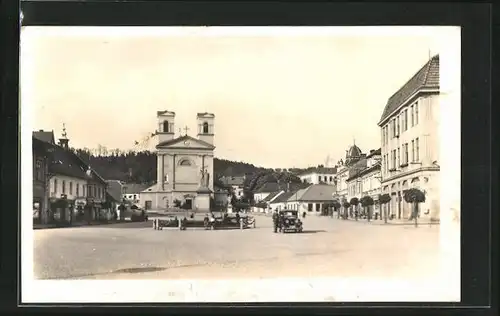AK Bucovice, Kirche am Marktplatz
