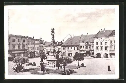 AK Wischau / Vyskov, Platz mit Denkmal