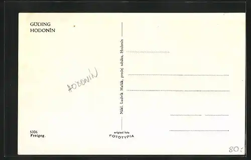 AK Göding / Hodonin, Strassenpartie mit Gebäudeansicht