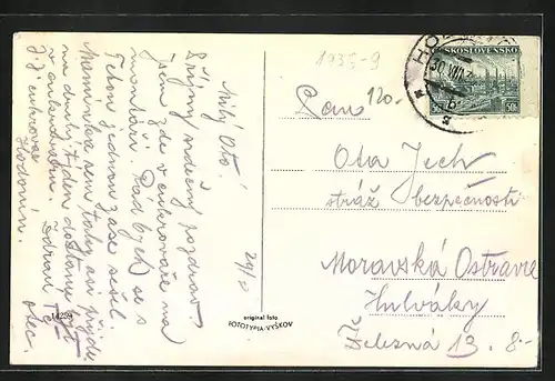 AK Göding / Hodonin, Gebäudeansicht, Brücke, Denkmal