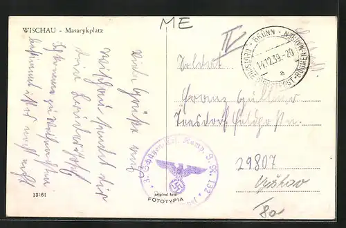 AK Wischau / Vyskov, Masarykplatz