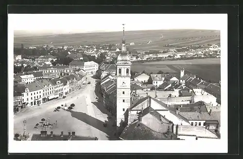 AK Wischau / Vyskov, Strassenpartie mit Kirche