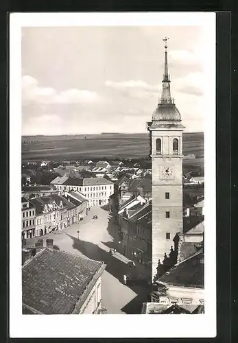 AK Wischau / Vyskov, Rathaus aus der Vogelschau