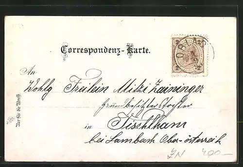 Lithographie Znaim, Teilansicht, Klosterbruck, Thaya Viaduct