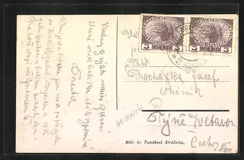 AK Straznice, Strassenpartie mit Gebäudeansicht