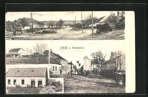 AK Cejc u Hodonina, Geschäft, Strassenpartie mit Geäbudeansicht, Ortspartie