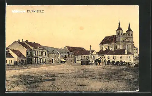 AK Dürnholz, Marktplatz am Pest /Mariendenkmal