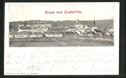 AK Austerlitz, Gesamtansicht des Ortes