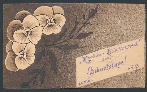 Holz-AK Blumen mit Blattgrün