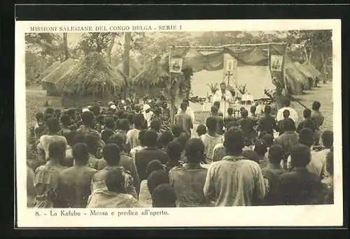 AK La Kafubu, Missioni Salesiane del Congo Belga, Messa e predica all`aperto
