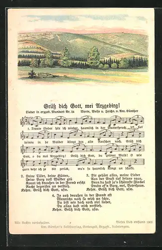 Lied-AK Anton Günther Nr. 24: Grüss dich Gott mei Arzgebirg