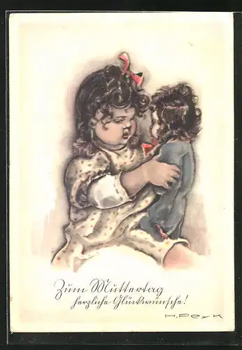 Künstler-AK Hilla Peyk: Glückwünsche zum Muttertag mit junger Mutter in spe