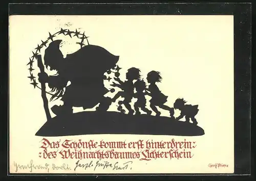 Künstler-AK Georg Plischke: Kinder laufen Weihnachtsmann hinterher