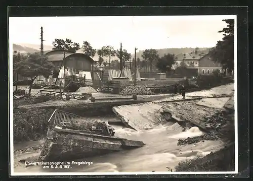 AK Wittichstal, Brückeneinsturz, Unwetterkatastrophe im Erzgebirge am 06.07.1931