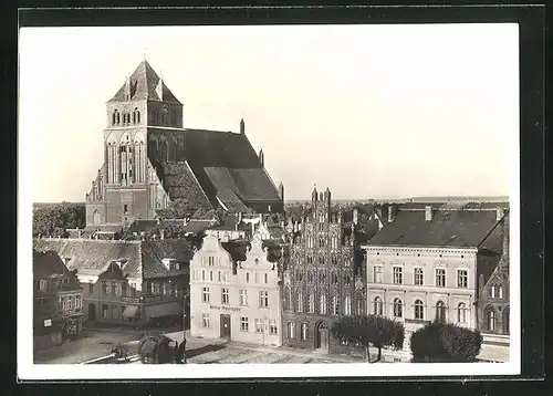 AK Greifswald, Marienkirche und Marktplatz