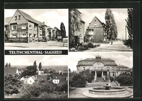 AK Teutschenthal /Saalkreis, Gemeindeamt, Polytechnische Oberschule, Agraringenieurschule des VdgB Friedrich Wehmer