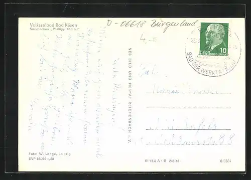 AK Bad Kösen, Sanatorium Philipp Müller