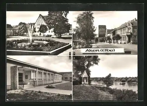 AK Aken /Elbe, Dessauer Strasse, Gasthaus der VEB Makosid-Werke Neue Waldschänke, Friedensplatz