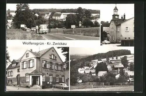 AK Wolfersgrün, Gasthaus, Panorama, Strassenpartie