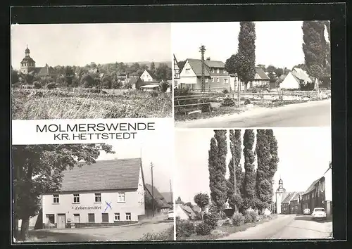 AK Molmerswende, Ortsansicht, Kirche, Lebensmittelgeschäft