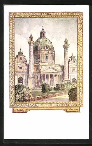 AK Wien, 10. Deutsches Sängerbundesfest 1928, Karlskirche