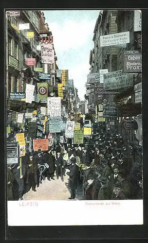 AK Leipzig, Volle Petersstrasse zur Leipziger Messe