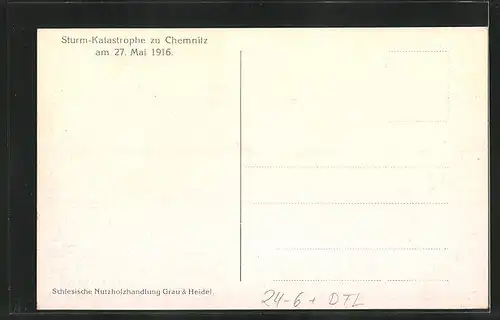 AK Chemnitz, Sturm-Katastrophe am 27. Mai 1916, Zerstörte Häuser