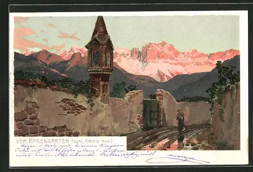 Künstler-AK Zeno Diemer: Gries, Blick zum Rosengarten