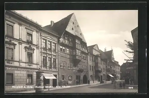 AK Neustadt a. Orla, Rodaer Strasse mit alten Häusern