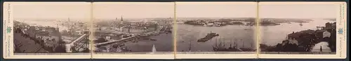 Fotografie Axel Lindahls, Stockholm, Ansicht Stockholm, Panorama der Stadt von der Mosebacke torg aus gesehen, Hafen