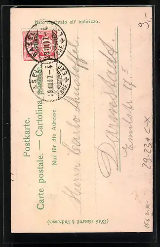 Relief-AK Basel, Strasse am Rathaus