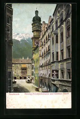 Relief-AK Innsbruck, Herzog Friedrichstrasse und Goldnes Dachl