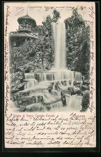 Relief-AK Genova, Villetta di Negro, Cascata d`acqua