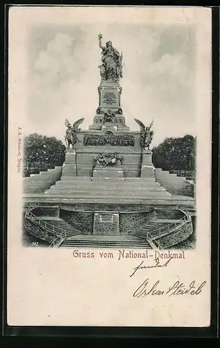 Relief-AK Niederwald, Gruss vom Nationaldenkmal