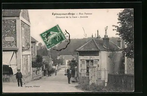 AK Épinay-sur-Orge, Rue Pasteur, Descente de la Gare - Arrivée