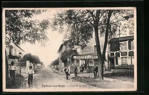 AK Épinay-sur-Orge, Place de la Gare, Buvette de la Gare