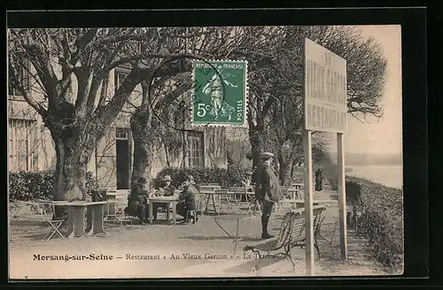 AK Morsang-sur-Seine, Restaurant Au Vieux Garcon, La Terrásse