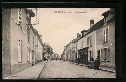 AK Étréchy, La Grande-Rue, Strassenpartie