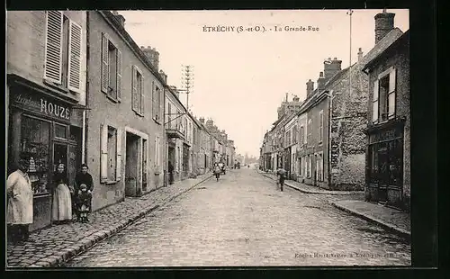 AK Étréchy, La Grande-Rue, Strassenpartie